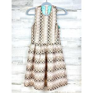 Hunter Dixon Womens 2 Brown Gold Polka Dot Fit & Flare Mini Dress NWT